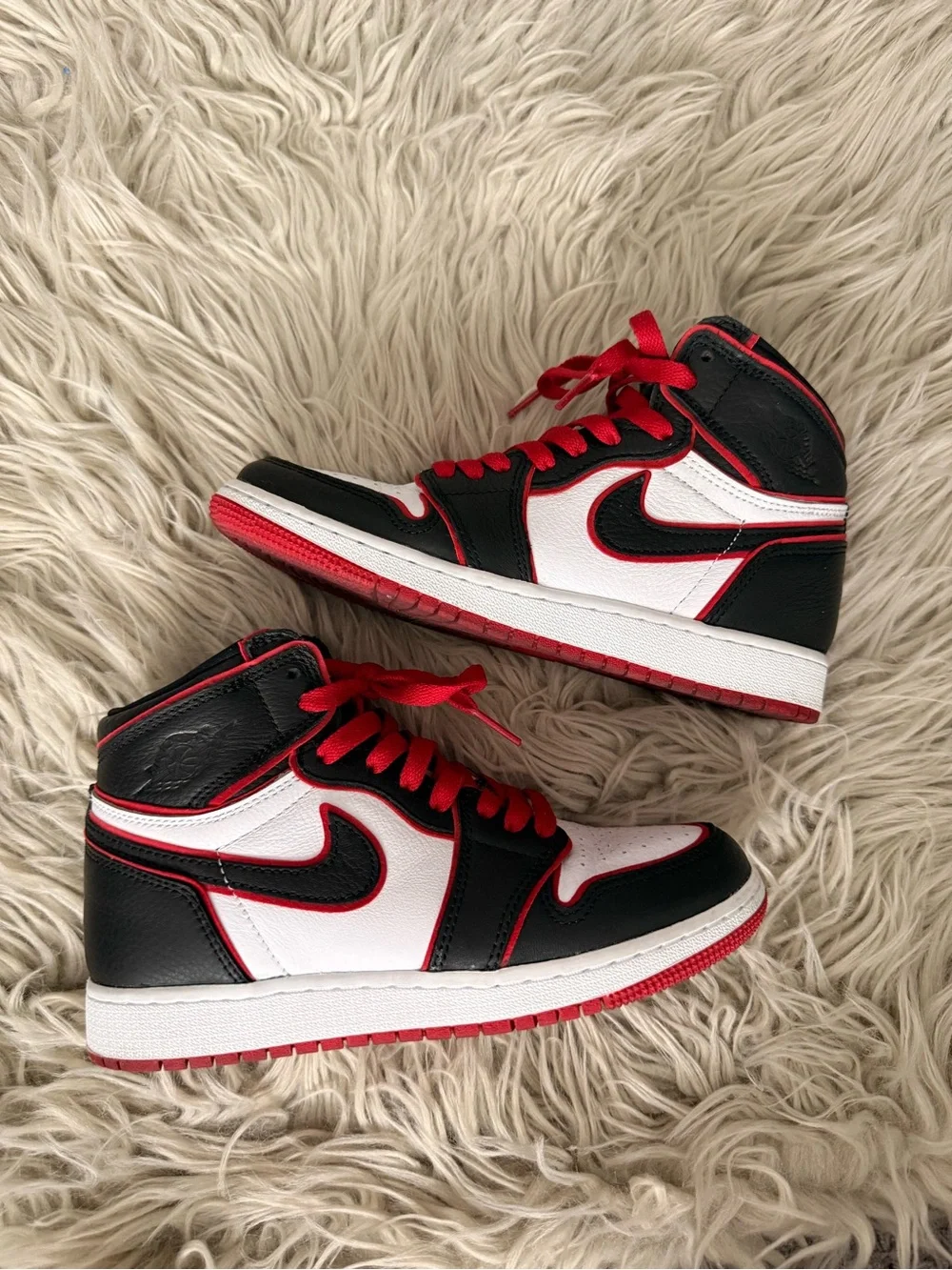 Jordan Kids Black White Red High-Top Sneakers